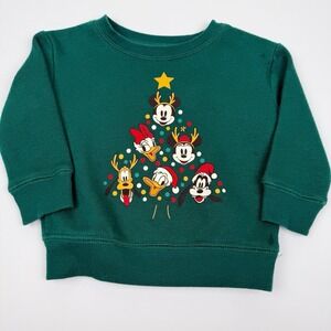 Disney Jumping Beans Baby Sweatshirt 12M Green Mickey Minnie Christmas Tree